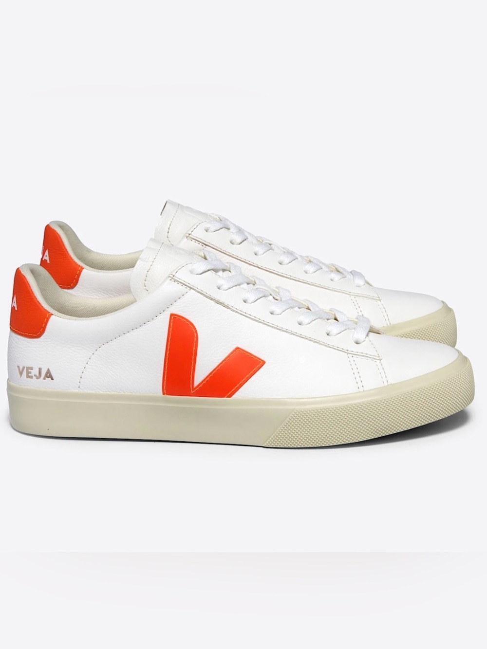 Veja Campo Leather Sneakers, size 10 Orange White